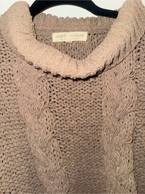 Simply Southern Taupe Cable Knit Cowl Sweater